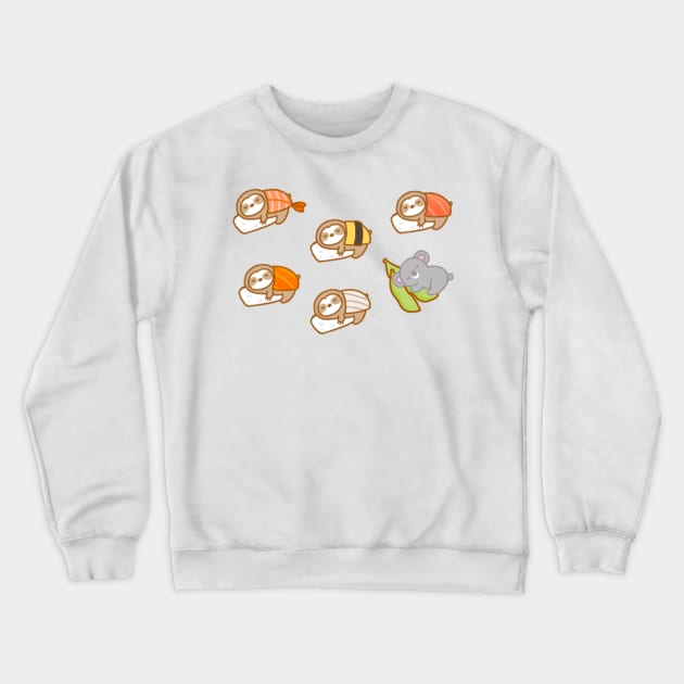 Cute Sloth Koala Sushi Lovers Crewneck Sweatshirt by theslothinme